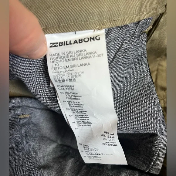 NWT Billabong Carter Stretch Boys Khaki Pants Size 29x27 - Picture 5 of 5